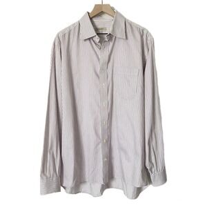 Burberry London Men's Striped 100% Cotton Dress Shirt Size 17 L Made in USA